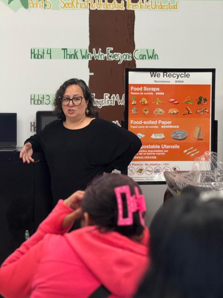 Ms. Soto-Rosado addressing parents during a workshop at P.S. 74.